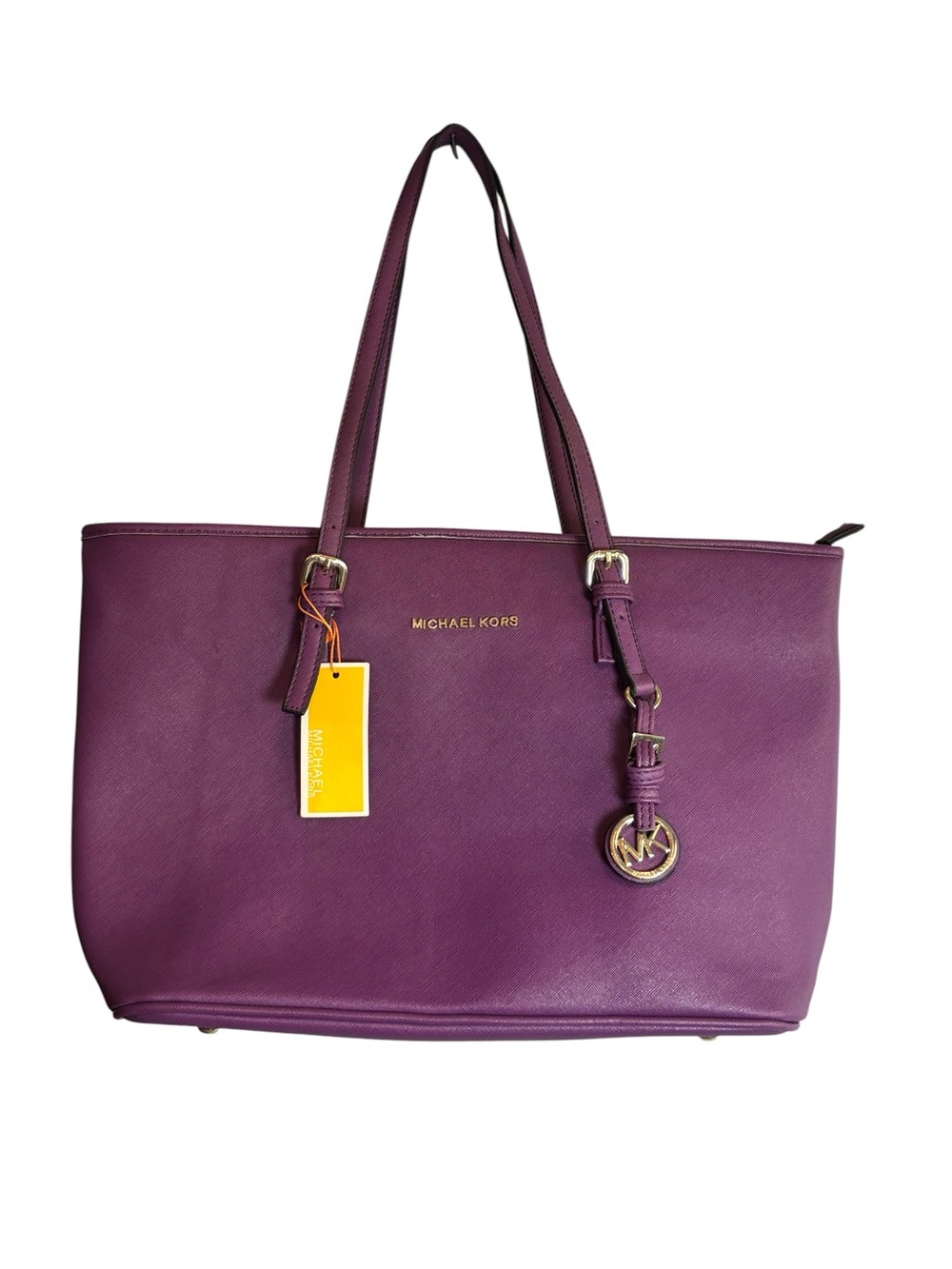Michael Kors Jet Set Purple Saffiano Leather Large Tote Bag NWT